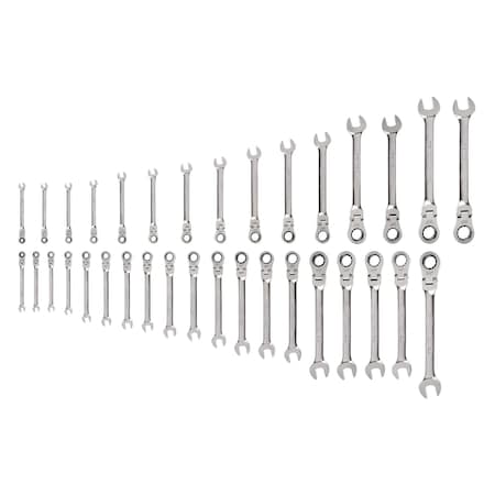 Tekton Flex Head 12-Point Ratcheting Combination Wrench Set, 34-Piece (1/4-1 in., 6-24 mm) WRC95005